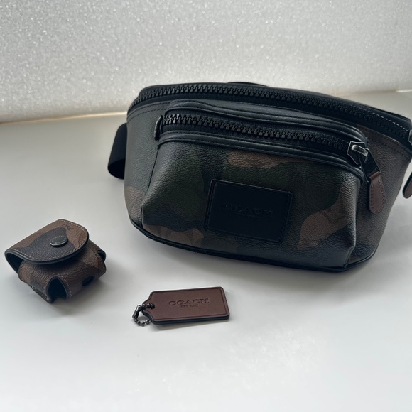 Authentic Coach Westway Belt Bag + Matching Coach AirPod Case – Camo Colorblock - Picture 2 of 9